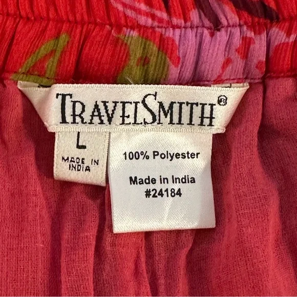 Travel Smith Red Floral Crinkle Chiffon Maxi Skirt Size Large - Picture 5 of 10